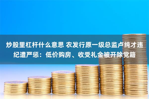 炒股里杠杆什么意思 农发行原一级总监卢纯才违纪遭严惩：低价购房、收受礼金被开除党籍