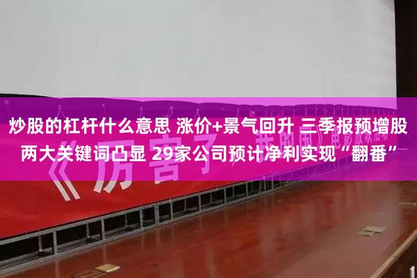 炒股的杠杆什么意思 涨价+景气回升 三季报预增股两大关键词凸显 29家公司预计净利实现“翻番”